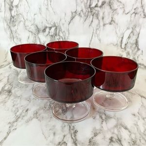 Cristal D'Arques Cavalier Ruby Red champagne/coupe/sherbet glasses ❤️